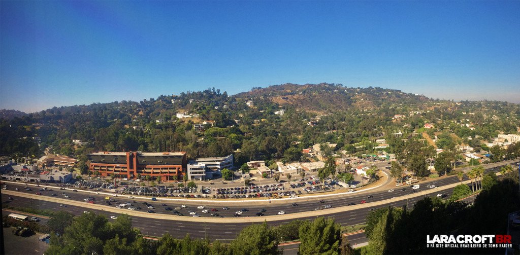 Vista do quarto 1156 do Hilton Los Angeles / Universal City - Hotel dos embaixadores de Tomb Raider na E3 2015